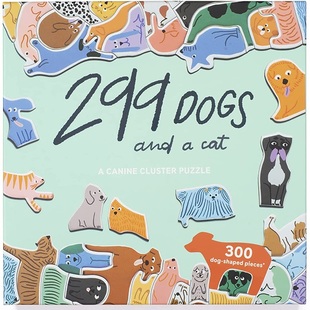 现货美国 Laurence King 299只狗和一只猫不规则 动物群进口拼图