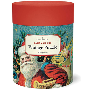 现货 美国Cavallini拼图500片 圣诞老人 Santa claus 圣诞装饰画