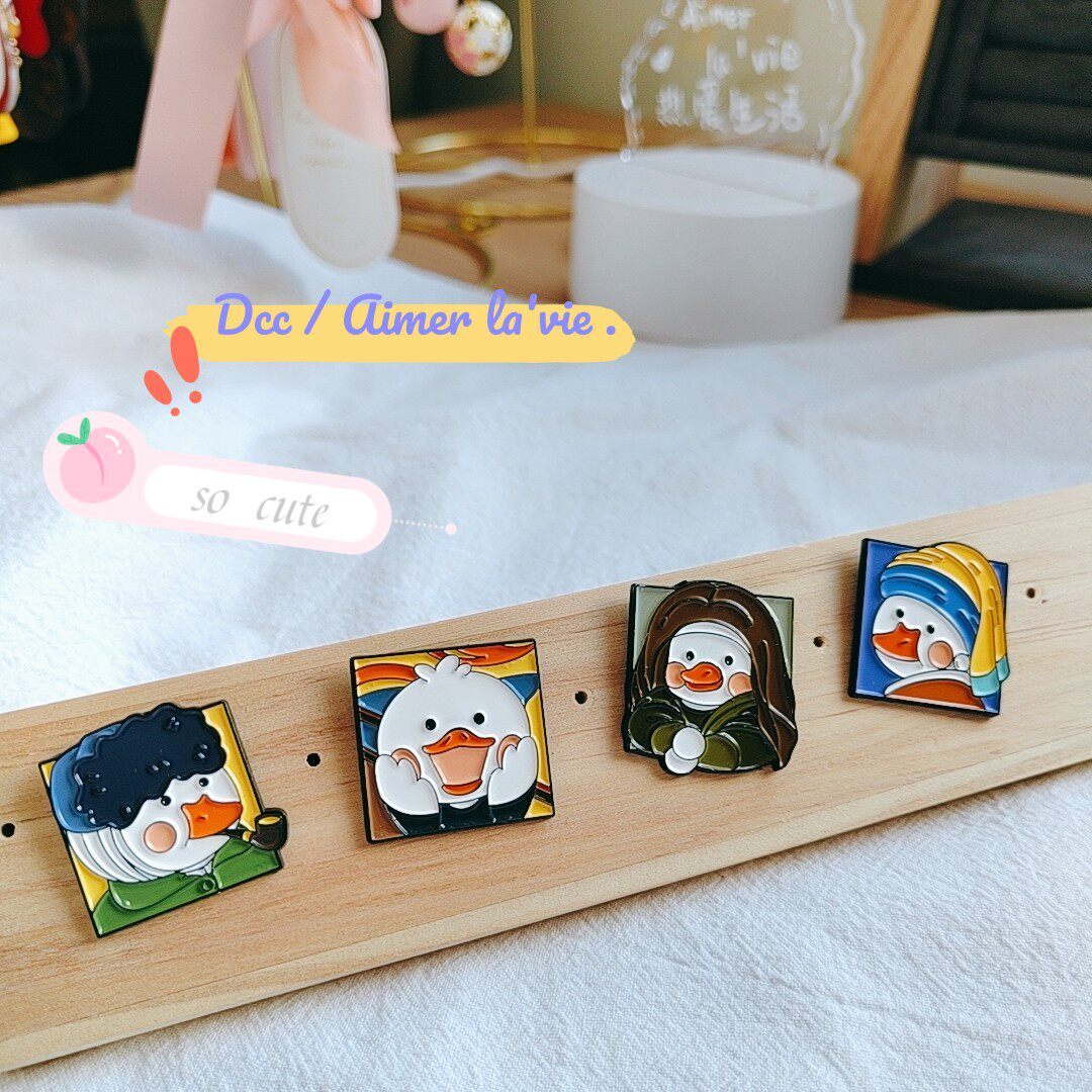 可可爱爱小鸭子~q版著名油画胸针梵高呐喊金属徽章书包衣服配饰品