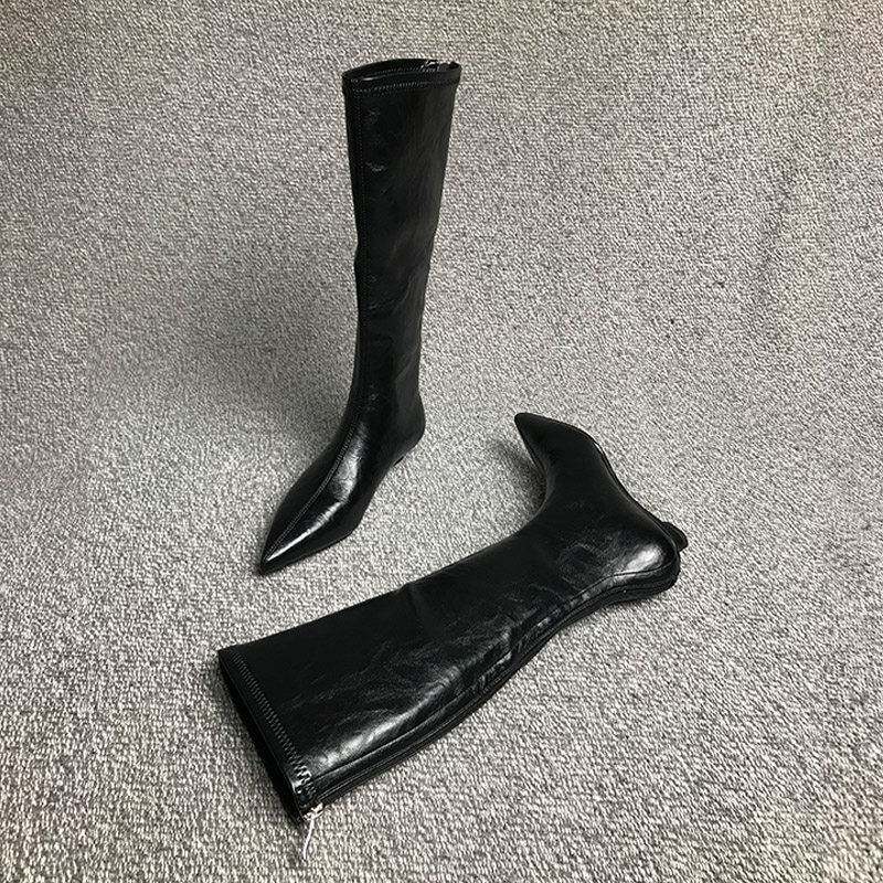 露涵思 秋冬新款瘦瘦靴细跟女靴子瘦腿高筒靴显瘦小鸟腿小腿围靴