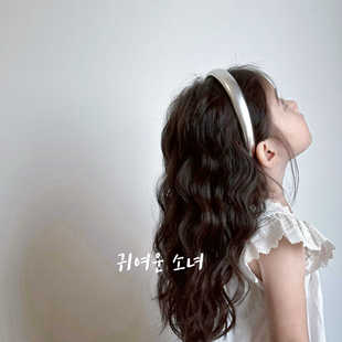 女童发饰洋气银色发箍精致简约头箍女孩不勒头宝宝银皮革头饰