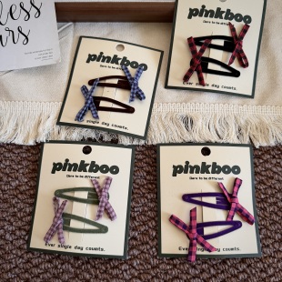 儿童发饰丝绒bb夹格纹蝴蝶结头饰女孩头饰简约发卡学院风格 子新款