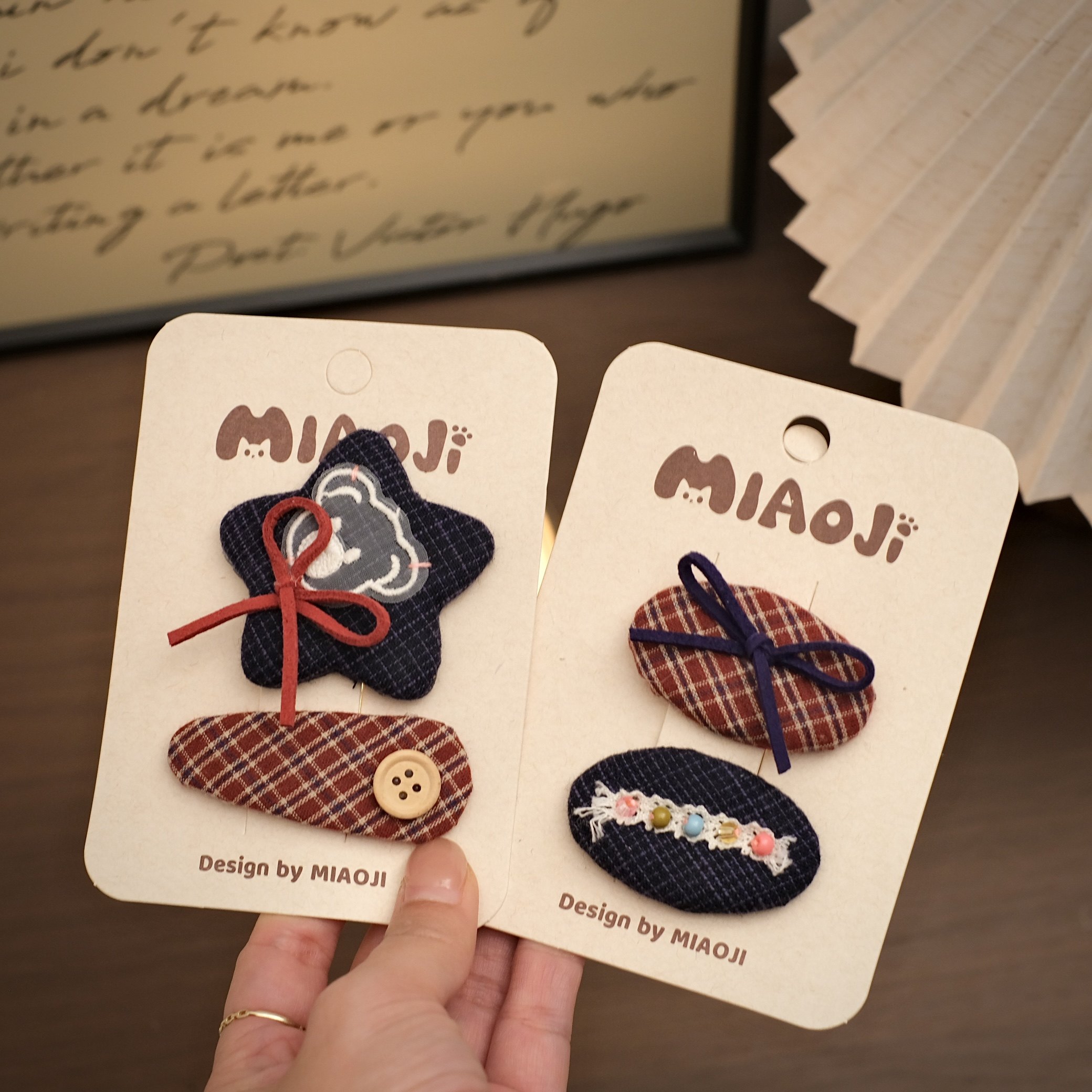 儿童发饰学院风女孩边夹手工设计款刘海夹小众自制发卡布艺bb夹