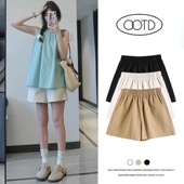 短裤 五分裤 女2026夏季 高腰显瘦a字宽松阔腿运动裤 子 新款 白色工装