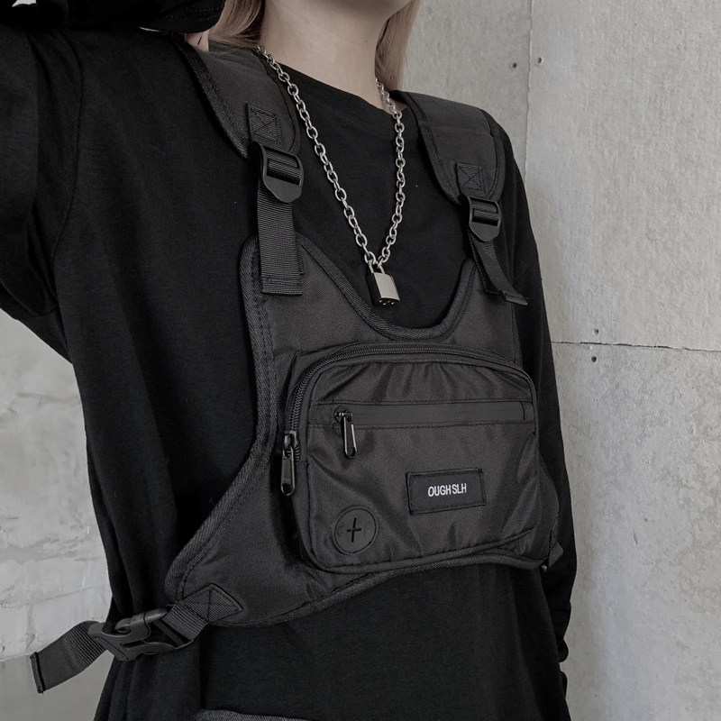 TRENDY BRAND MULTIFUNCTIONAL CARGO CHEST BAG MENS AND WOMENS HIGH ARCADE STYLE TACTICAL VEST CASUAL SHOULDER SNOWBOARD BACKPACK