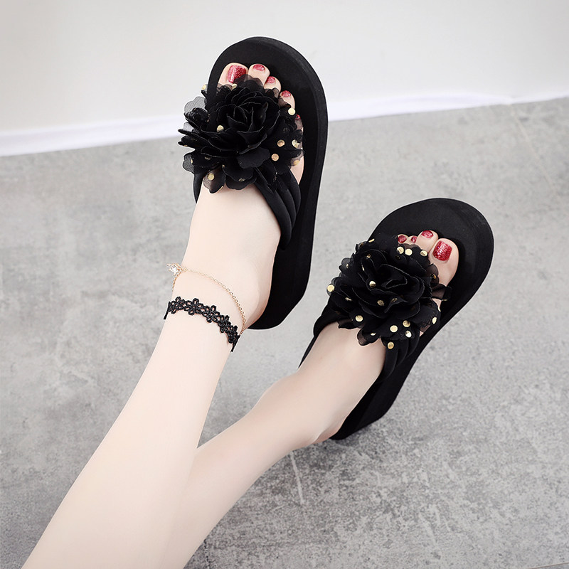 2025新款拖鞋女夏时尚外穿坡跟人字拖防滑厚底海边度假花朵沙滩鞋,女鞋,人字拖,淘宝优惠券,粉丝福利购,淘宝优惠卷