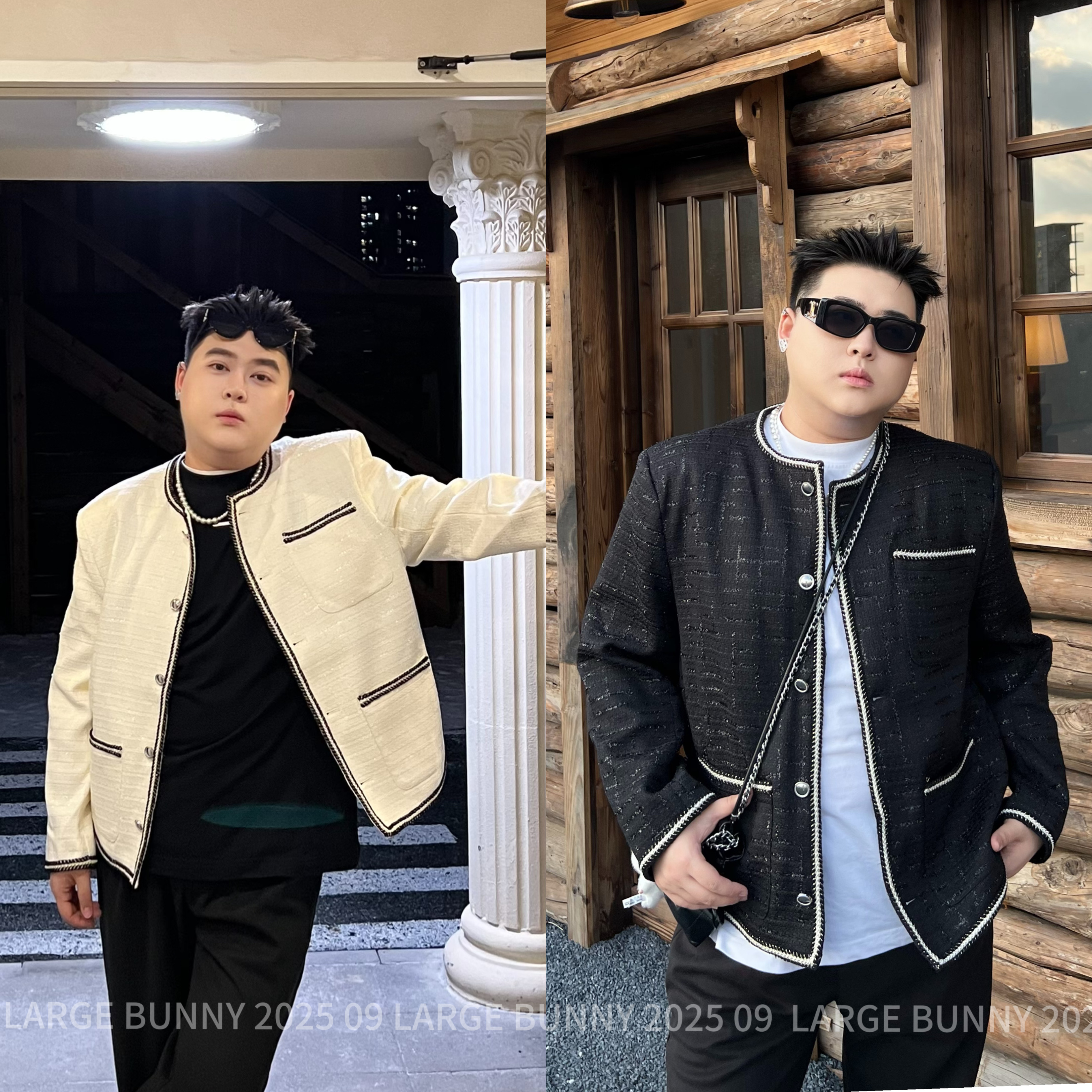 阿胖胖 定制轻奢高级大码小香风外套男宽松休闲百搭潮流时尚上衣