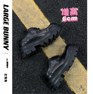 阿胖胖 潮流鞋德比圆头皮鞋百搭高街个性男女大头鞋低帮厚底鞋