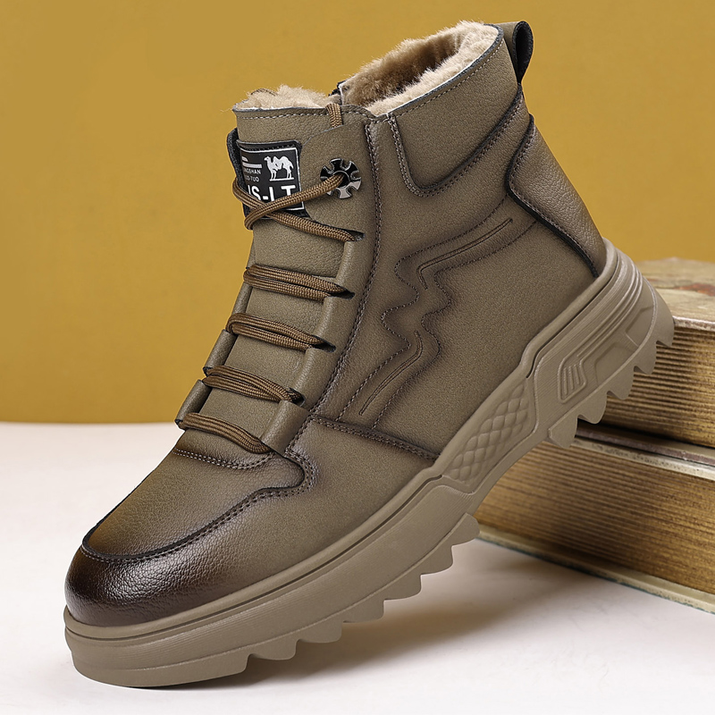冬季新款真皮羊毛保暖棉靴皮毛一体户外登山保暖棉鞋雪地靴防滑鞋