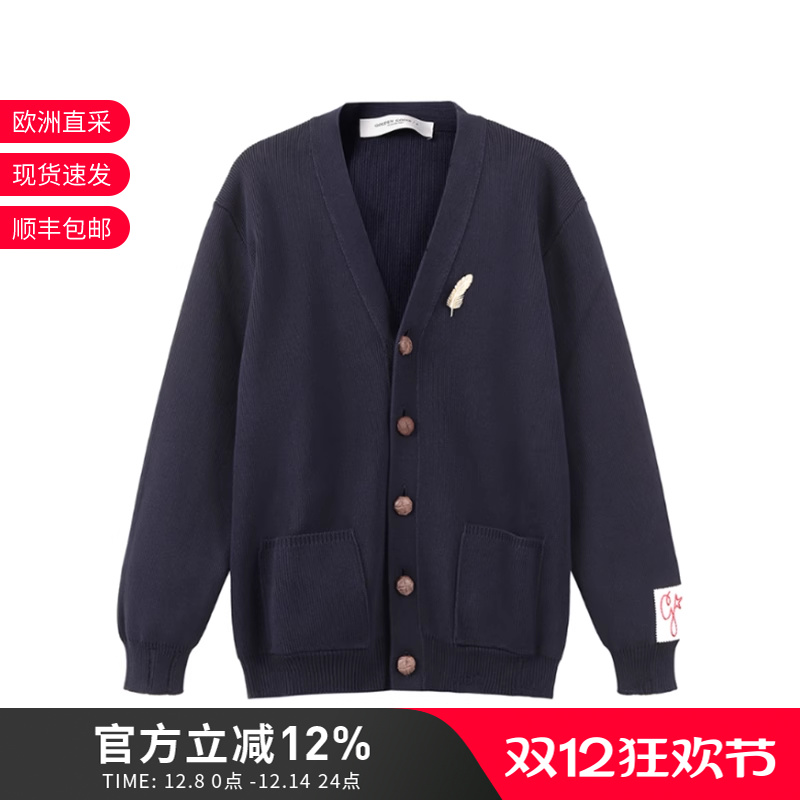 黄金鹅棉质针织开衫毛衣