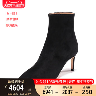 0753960 菲拉格慕Ferragamo女士绒面皮尖头细跟靴子及踝短靴高跟鞋