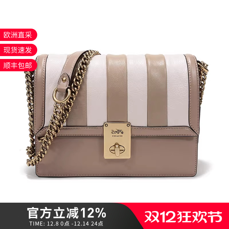 coach蔻驰女士皮革手提小方包