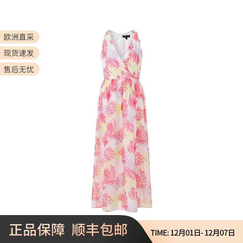 AX阿玛尼长款V领无袖连衣裙