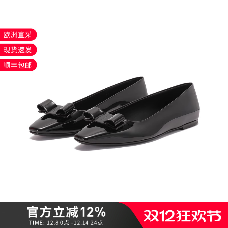 菲拉格慕蝴蝶结平底鞋单鞋皮鞋