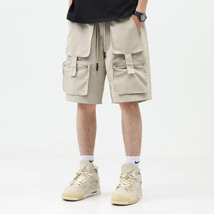 男宽松胖子大码 裤 夏季 潮牌机能工装 休闲五分裤 日系战术多口袋短裤