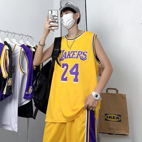 湖人24号大码透气篮球套装
