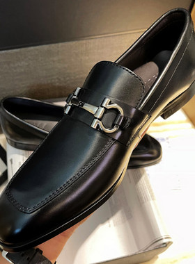 CW2026新款春季乐福鞋男真皮鞋潮英伦一脚蹬商务懒人休闲亮马衔扣