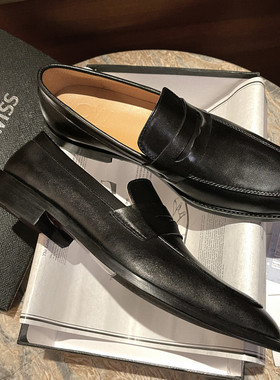 CANO&WISS乐福鞋男真皮鞋英伦一脚蹬商务懒人休闲伴郎婚鞋厚底潮