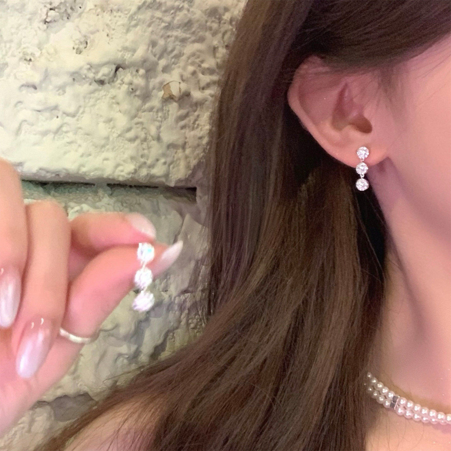 925银针锆石流苏耳环女