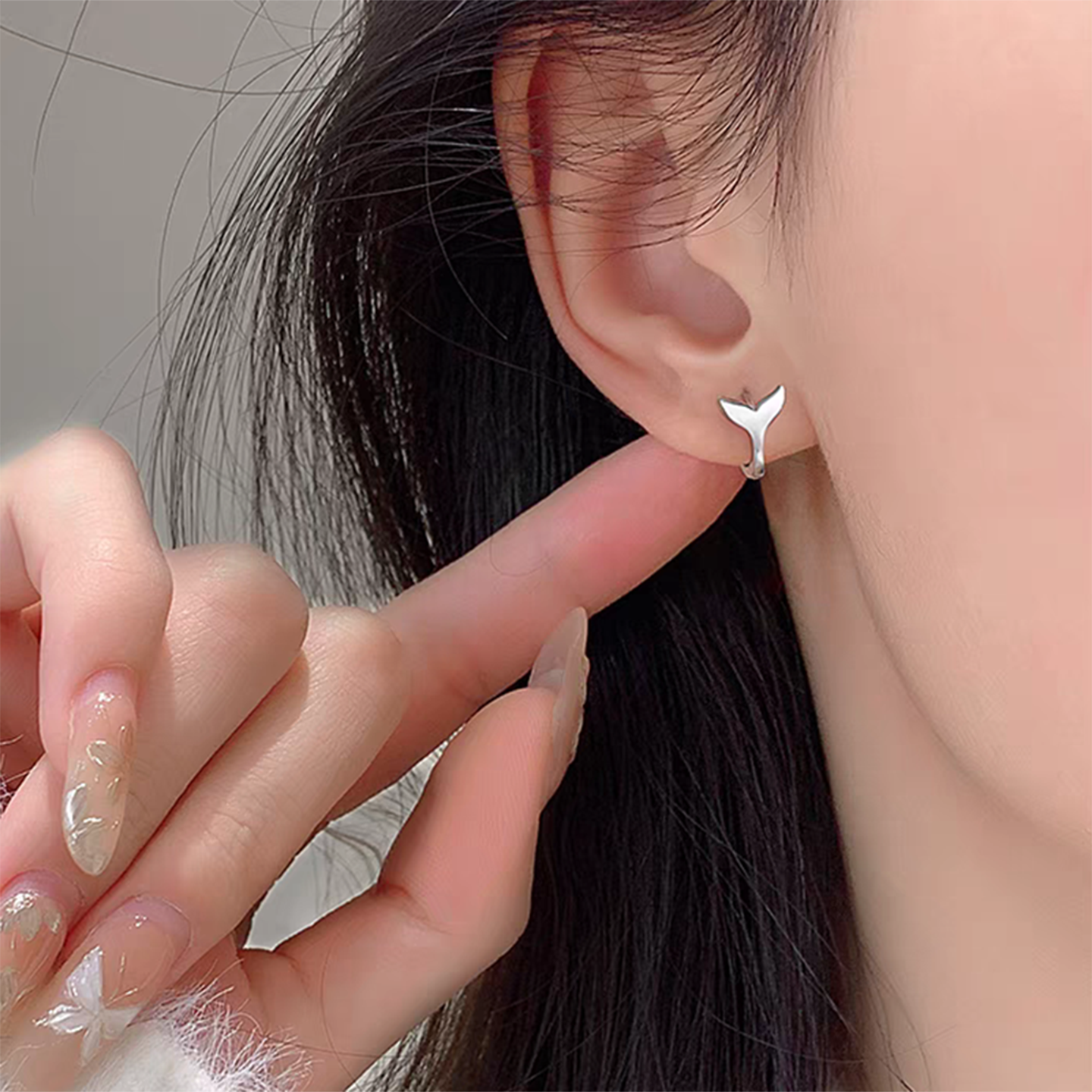 925银针鱼尾耳钉小众女新款