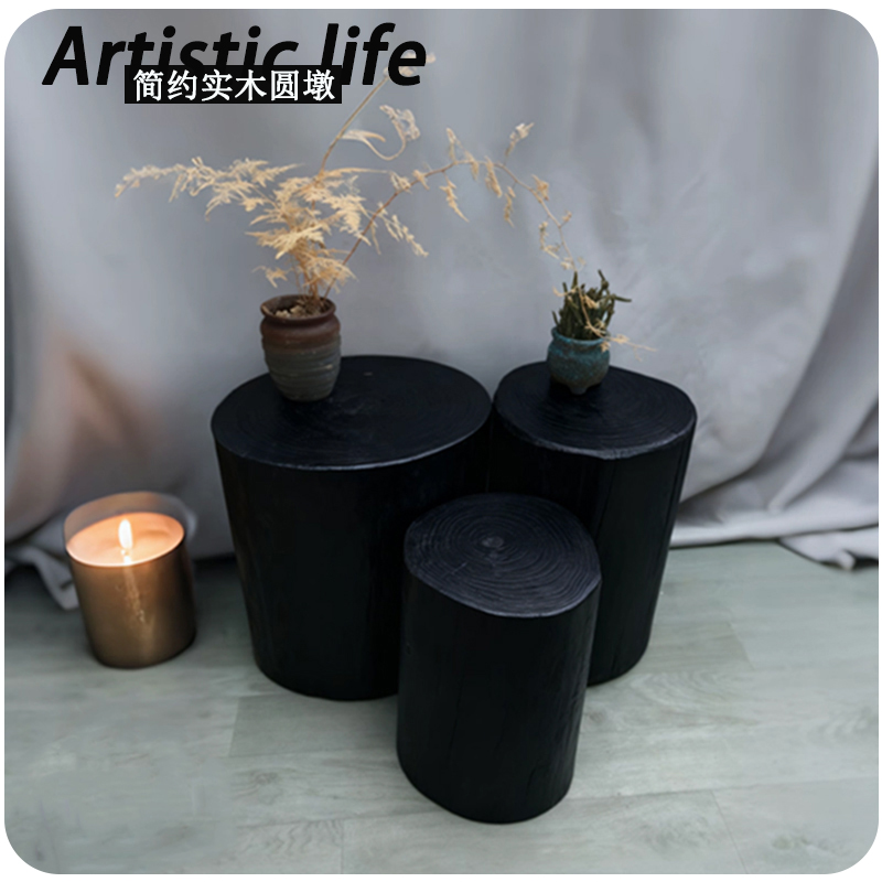 简约实木圆墩凳子家居装饰