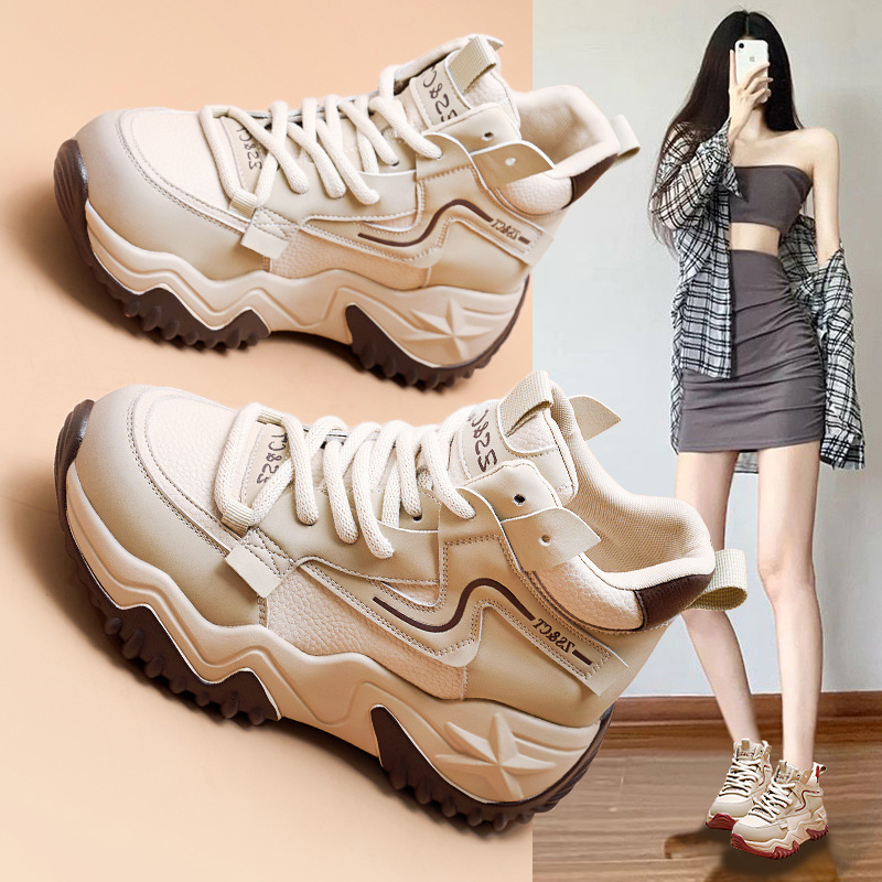 厚底增高老爹鞋女外穿2025秋冬季新款厚底子女休闲运动女鞋