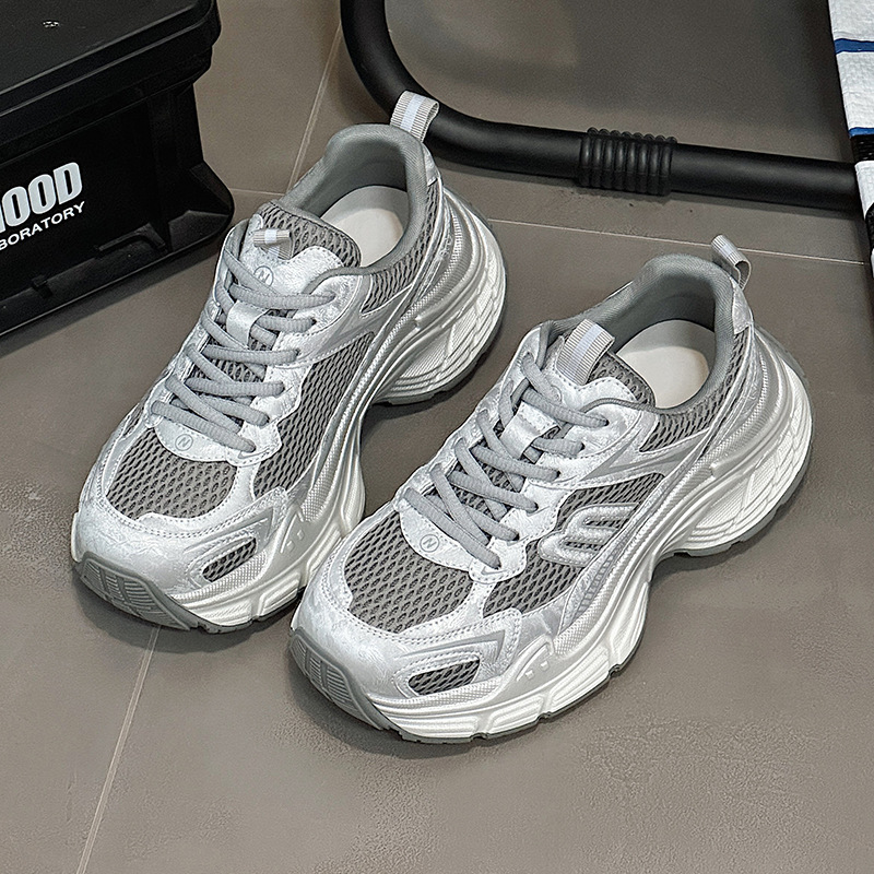 吸膜底老爹鞋女2025秋季新款厚底跑步透气百搭休闲学生潮流运动鞋