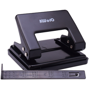 可得优2孔打孔机双孔打孔器两孔文件夹小型省力打洞器可打A4纸张4孔活页夹四孔多孔手动带标尺档案凭证装订机