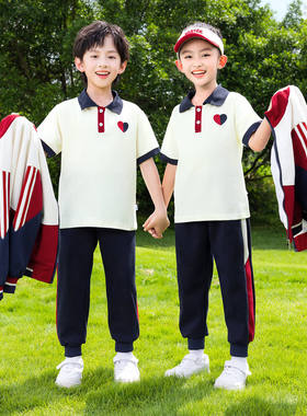 小学生班服秋冬校服幼儿园园服红色冲锋衣三件套儿童运动会服套装