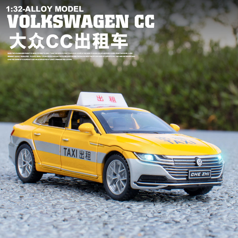 新款 1:32大众CC出租车TAXI计程车声光汽车仿真模型车文旅纪念品