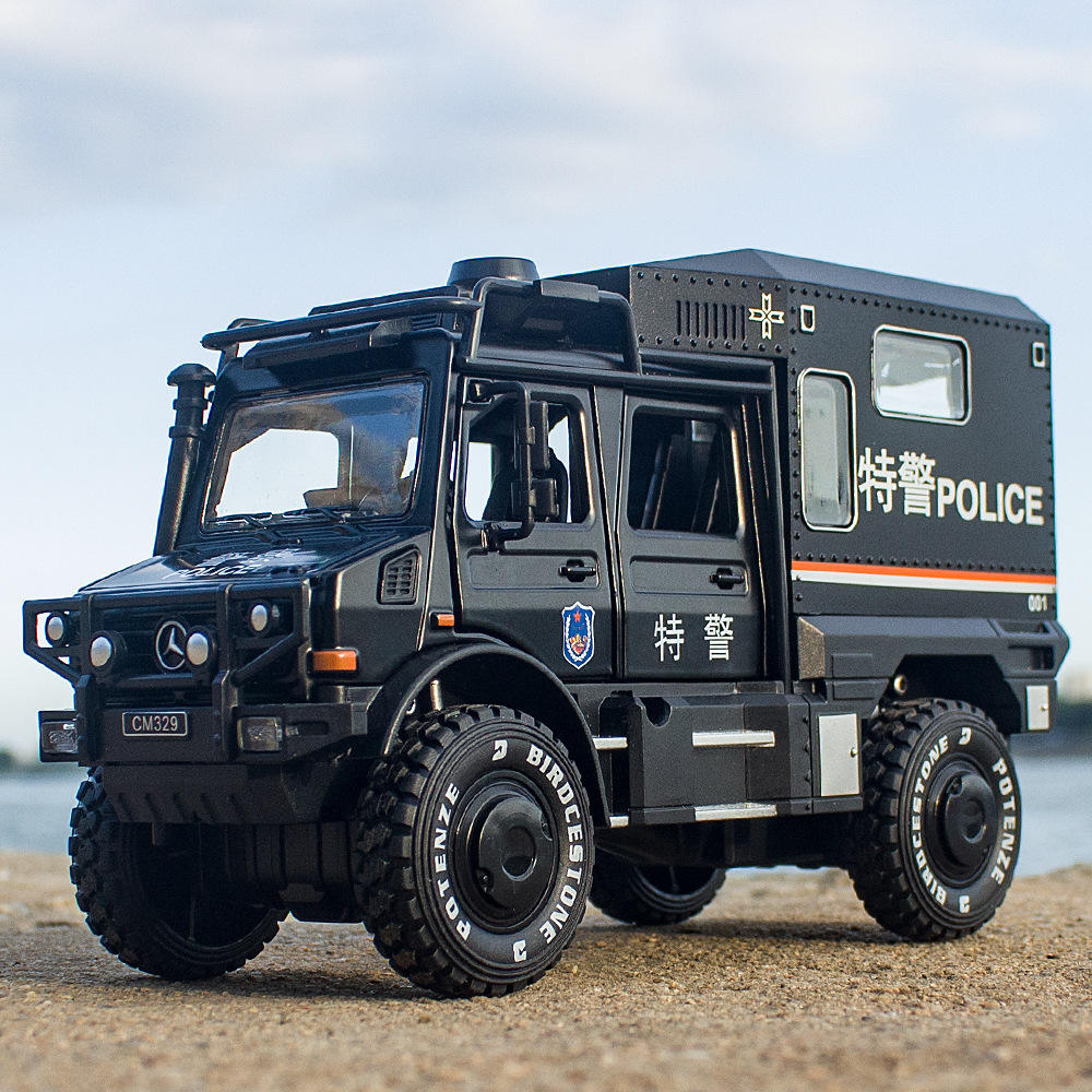驰美本治乌尼莫克越野警车房车模型合金汽车玩具卡车露营开门盒装