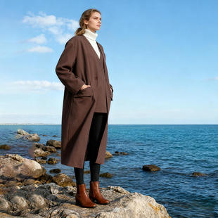 2026春季高级感气质优雅宽松显瘦棕色V 领时尚长款风衣CJA866333o