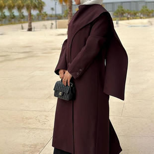 2026气质拼接长袖单排扣长款宽松显瘦高级感设计风衣外套女春涤纶