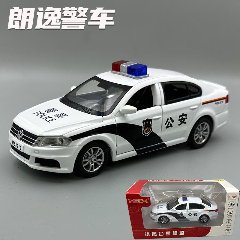 新款 铭晟/大众朗逸合金汽车模型声光玩具轿车警车仿真车四开门