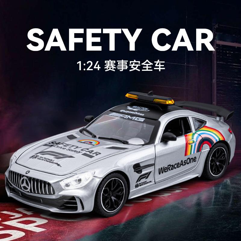 新款 车致/本治赛事安全车合金汽车模型声光玩具警车跑车