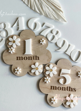 Wooden Milestone Cards宝宝出生月份纪念里程碑婴儿周岁成长记录