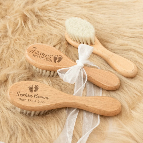定制名字婴儿羊毛刷儿童梳子宝宝梳子新生儿礼物Custom BabyBrush