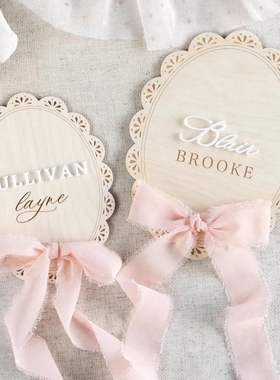 Newborn Name Announcement Sign定制新生儿出生纪念牌婴儿礼物