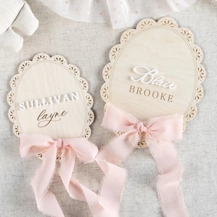 Newborn Name Announcement Sign定制新生儿出生纪念牌婴儿礼物