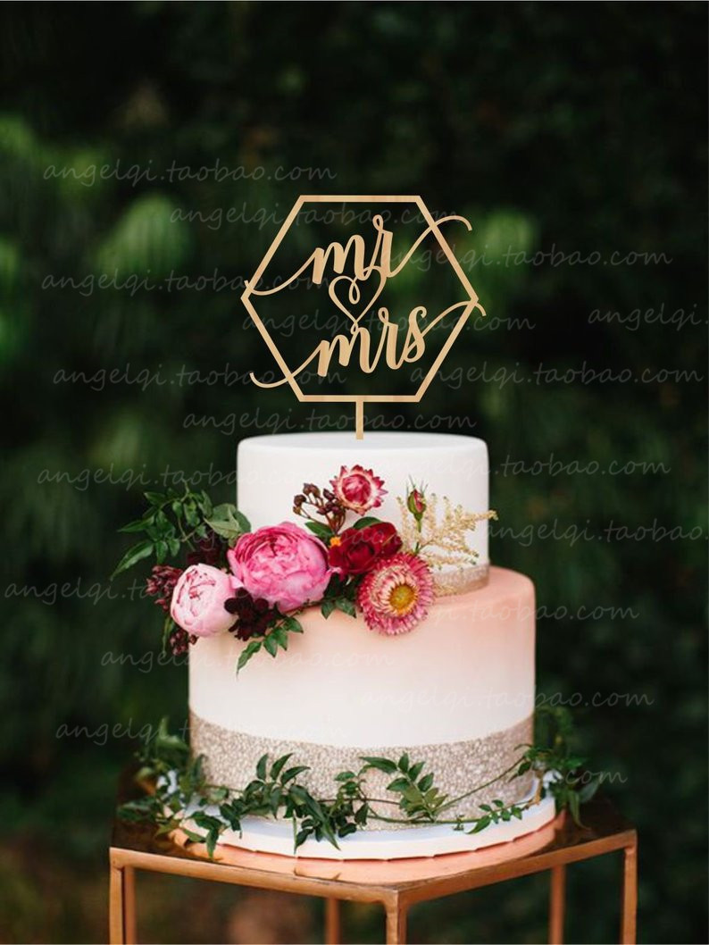Wedding Cake TopperDeorationMr Mrs婚礼蛋糕配饰派对用品蛋糕插