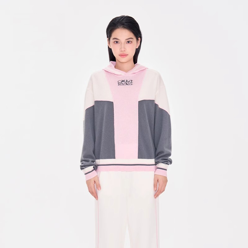 CHAU.RISING/洲升撞色连帽羊绒衫