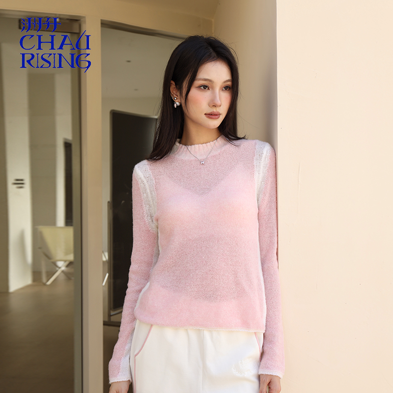 洲升/CHAU.RISING2025秋冬新款半高领圈圈羊绒衫少女基础毛衣女士