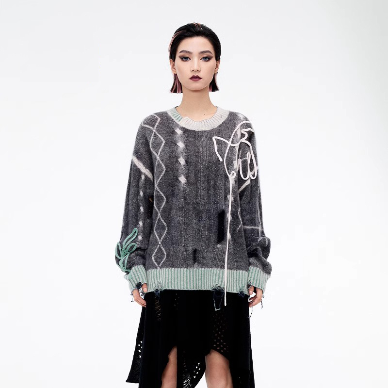 CHAU.RISING/洲升羊绒印花套头衫