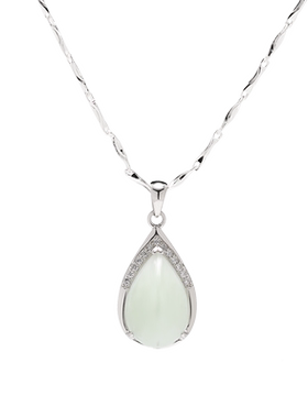 天然翡翠银镶玉吊坠999纯银母亲