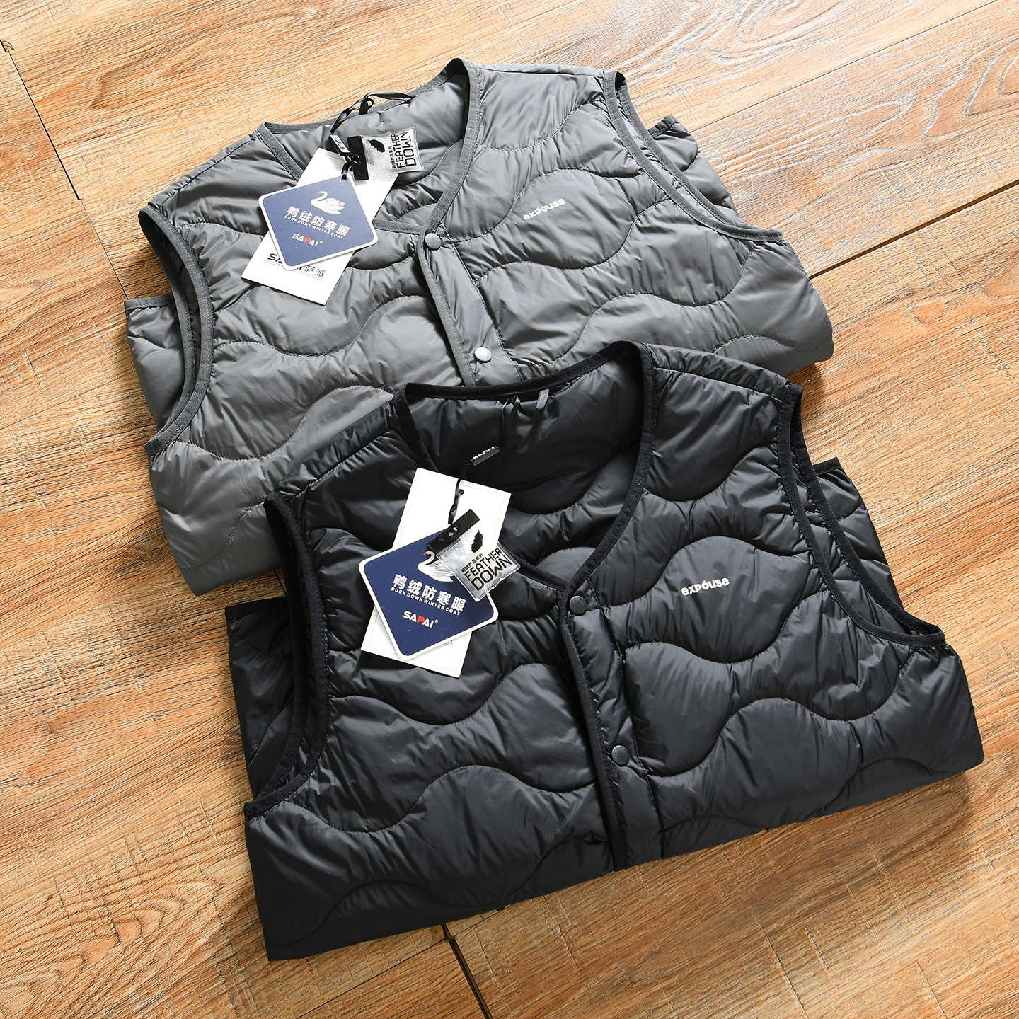 【轻量保暖~90鸭绒~公司单】冬季男士户外休闲V领羽绒马甲外套潮