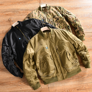 秋冬美式 1飞行夹克 外贸尾货 休闲立领夹棉外套棉衣 弯刀袖