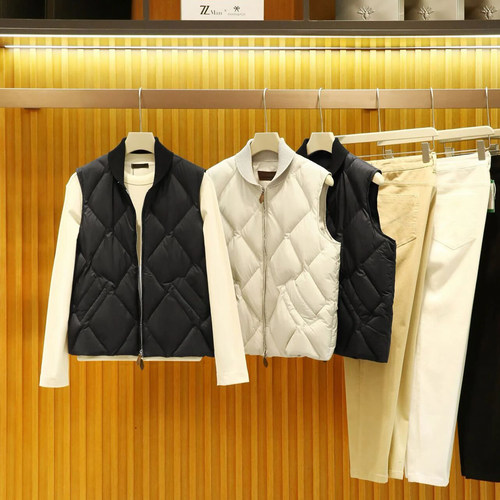 【轻量奢华~10D克轻面料+90鸭绒】冬季男士英伦风棒球领羽绒马甲