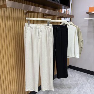 【意式极简风~亚麻混纺+吸湿透气】春夏款男士休闲百搭直筒长裤子