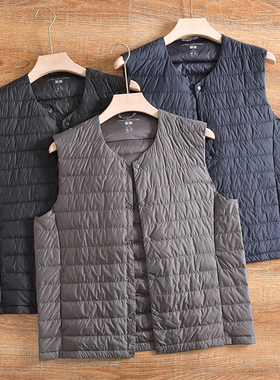 【柜399+！可收纳！90绒】冬季男士V领轻薄保暖羽绒背心坎肩马甲