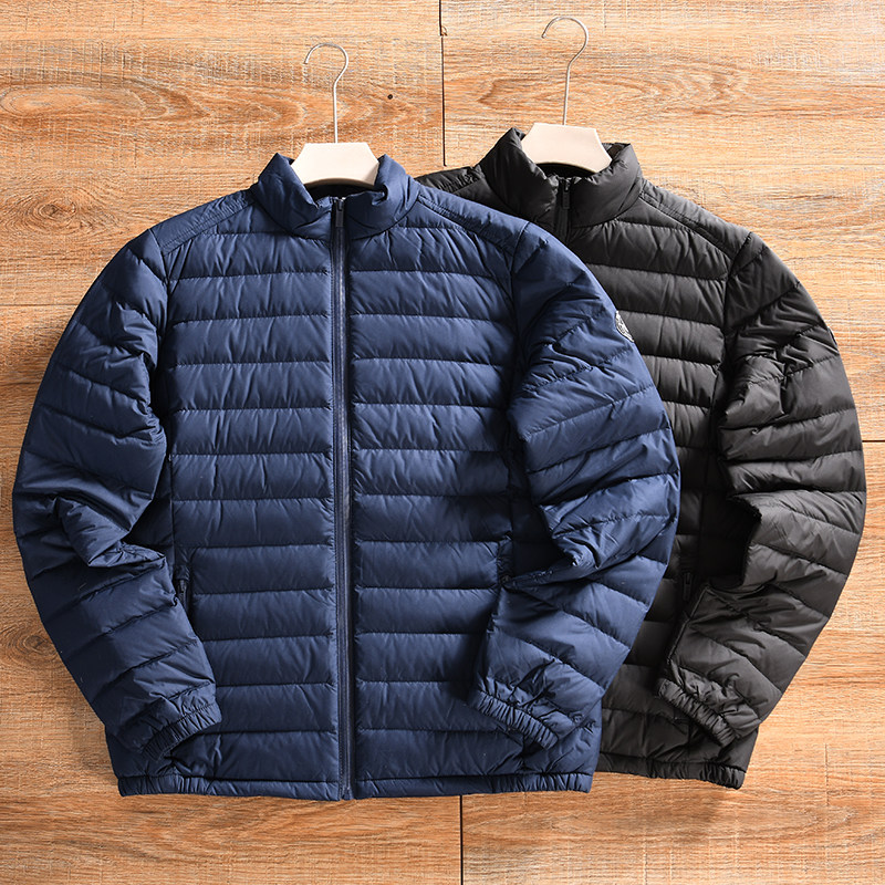 【法国单~90鸭绒+外贸尾货】秋冬季男士休闲百搭立领薄款羽绒服潮